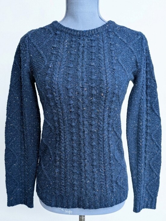 Boden Sweaters - Boden Wool Blend Cable Knit Donegal Tweed Sweater Navy Blue US 4